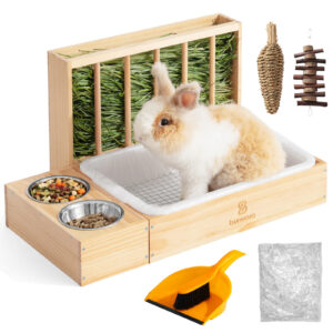 Bunvora Bunny Station — Rabbit Hay Feeder with Litter Box